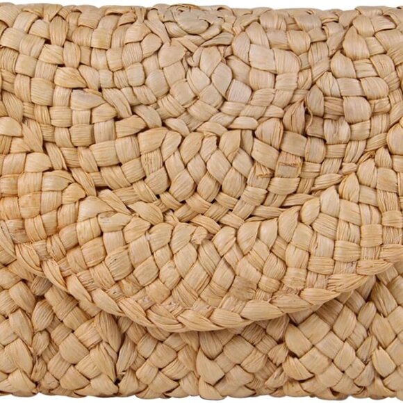 Straw Clutch Purses for Women Summer Beach Bags Envelope Woven Clutch Handbags - Picture 7 of 9
